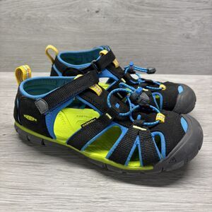 Keen Sandals Youth 4 Boys Seacamp II CNX Closed Toe Fisherman 1022984 Black Blue